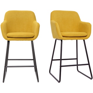 Barhocker senfgelber Stoff mit Samteffekt H65cm (2er-Set) AMIKA