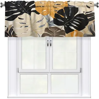 Mexpkeil Volants mit tropischen Palmenblättern, für Fenster, 137,2 x 45,7 cm, kurze Vorhänge, Volant für Küche, Wohnzimmer, Schlafzimmer, Badezimmer