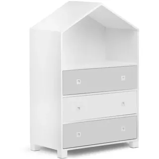Konsimo® Kinderkommode, Weiß, Grau, Holz, 80x126x45 cm, Hergestellt in Europa, Babymöbel, Babykleiderschrank
