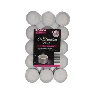 8 Stunden Teelichter, weiß 75933 , 1 Packung = 30 Stück