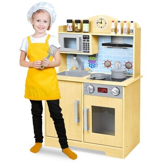AUFUN Spielküche Kinderküche, Holzküche mit Küchengeräten Holz