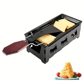 Raclette Grill mit Rahmen und Spatel, Tragbare Racletteofen mit Teelicht