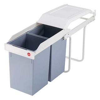 Hailo 3659-001 Einbau-Mülleimer 2x 14 l grau