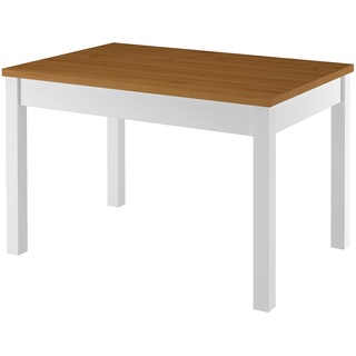 Erst-Holz Zweifarbiger Tisch 80x120 Esstisch Tischplatte Eichefarben weiße Beine Massivholz 90.70-51 AE
