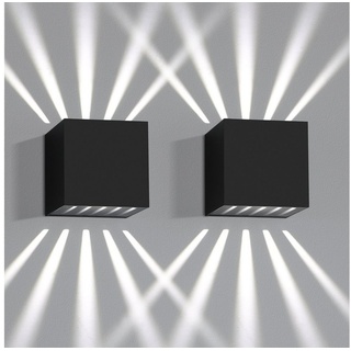 ZMH LED Wandleuchte 2 Stück LED Wandleuchte außen Wandlampe Innen, LED fest integriert schwarz