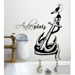 Wandtattoo Ankerplatz Anker maritim zuhause M1472 - ausgewählte Farbe: *Mittelgrau* ausgewählte Größe: *S 60cm breit x 74cm hoch