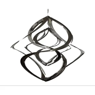 Kaufhaus le petit Windspiel Deko Windspiel doppel Hurrikan Edelstahl Rostfrei Wind Dancer 35 cm, Windrad Twister Wetterfest Frostfest UV-Beständig