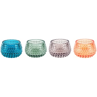 PT Teelichthalter Set Bubble Glas, 4 Farben, Mehrfarbig, D. 9 cm, H. 6 cm