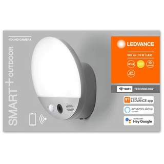 Ledvance Kameraleuchte Smart+ WiFi Wall Round Cam 15 W, 950 lm, 3000K, Sensor, Audio, IP44