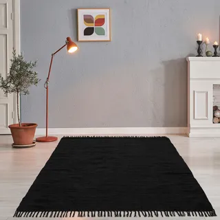 THEKO Happy Cotton Fleckerl Teppichläufer 70 x 140 cm Schwarz
