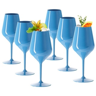 Doimoflair Weinglas DoimoFlair Weingläser aus Kunststoff bruchsicher Plastik blau