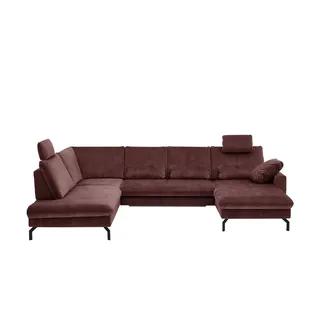 meinSofa Wohnlandschaft aus Mikrofaser Grace , rot , Maße (cm): B: 332 H: 89 T: 220.0