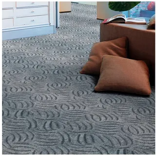 Andiamo Teppichboden Amberg, Strukturschlinge, Gesamthöhe 9 mm, Luxusklasse LC1, rechteckig, Breite 200, 300, 400 oder 500 cm, Hoch-Tief Effekt, strapazierfähig grau 400 cm x 700 cm