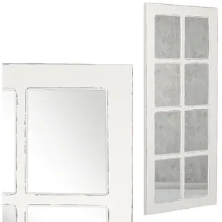 LebensWohnArt Wandspiegel Landhaus Spiegel WINDOW Antik-Weiß 180x80cm Holzrahmen