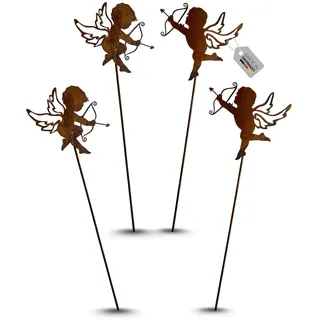 Terma Stahldesign XXL 4er Set Engel 105 cm Gartenstecker Rost Deko Weihnachten Outdoor Winterdeko Blumenstecker Edelrost Handmade Germany