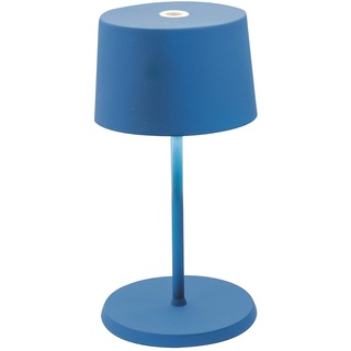 Zafferano, Olivia Mini Lampe, Tragbare und Wiederaufladbare Tischlampe mit Touch Control, Geeignet für Wohnzimmer und Außenbereich, Dimmer, 2700-3000 K, Höhe 22 cm, Farbe Capri Blau