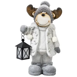 Kamelio Weihnachtsfigur Elch 40cm Weihnachtsdeko Figuren mit Laterne Weihnachtsfiguren