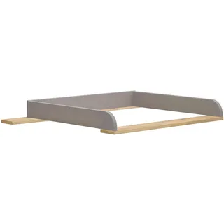 PAIDI Wickelaufsatz STIENE in Beige oder Grau, zur Erweiterung der Kommode, Wickelauflage mit Eiche Massivholz und gerundeten Kanten grau