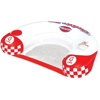 Sportsstuff Noodler 1 aufblasbarer schwimmender Loungesessel mit Getränkehalter, Rot und Weiß