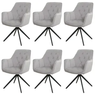 6er-Set Esszimmerstuhl HWC-L80, Küchenstuhl Stuhl, drehbar, Metall Stoff/Textil