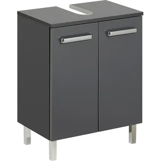 Saphir Waschbeckenunterschrank SAPHIR "Quickset Unterbeckenschrank mit 2 Türen, 50 cm breit, ohne Waschbecken", grau (anthrazit, anthrazit glanz), B:50cm H:62cm T:33cm, Holzwerkstoff, Schränke, Waschbeckenunterschrank, Waschbeckenschrank inkl.