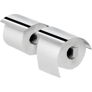 Geesa Wynk Toilettenpapierhalter doppelt, bietet Platz für 2 Rollen Toilettenpapier, mit Deckel, Farbe: Chrom, 294 x 50 x 133 mm