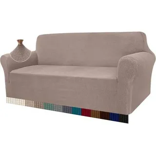 Sofahusse Stretch Jacquard Wohnzimmer Hunde Haustiere 3 Sitzer Sand