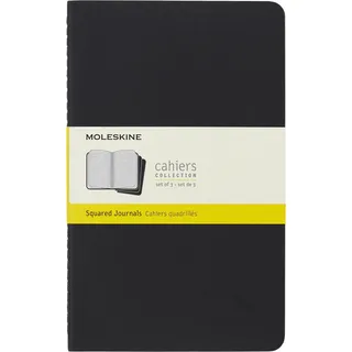 Moleskine Cahier S04967 Notizhefte (kariert, Large, Kartoneinband) 3-er-Set schwarz,