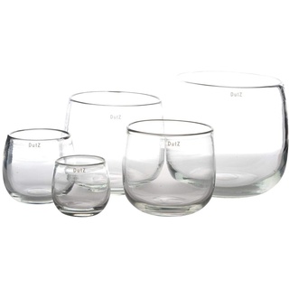 | Pot Deko Glas Vase H 18 cm D 20 cm Windlicht Übertopf | Mundgeblasen Dickwandig Transparent Klar | Tischdeko Frühling Sommer
