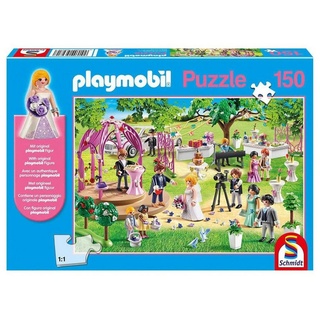 Schmidt Spiele Puzzle »Schmidt 56271 - PLAYMOBIL® - Puzzle, 150 Teile, inkl. original Figur, Die Hochzeit«, 150 Puzzleteile bunt