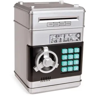 efaso Lernspielzeug Elektronische Spardose silber / Sparschwein mit Pin - Geld sparen silberfarben