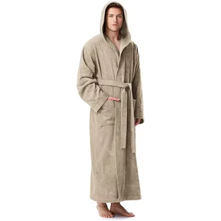 Arus Herren Bademantel mit Kapuze, Größe: XXL-3XL Lang, Farbe: Sand - XXL-3XL