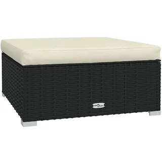 vidaXL Garten Fußhocker mit Kissen Modular Gartenhocker Sitzhocker Fußbank Hocker Gartenmöbel Balkon Terrasse Schwarz 70x70x30cm Poly Rattan