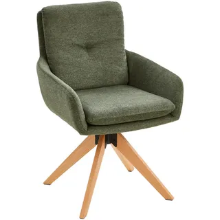 Livetastic Armlehnstuhl, Olivgrün, Holz, Metall, Textil, Eiche, massiv, Füllung: Schaumstoff, konisch, 58x91x63.5 cm, Sitzfläche 360° drehbar, Esszimmer, Stühle, Esszimmerstühle, Armlehnenstühle