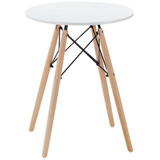 HTI-Living Beistelltisch Tisch rund weiß, klein (Stück, 1-St., 1 Beistelltisch), Ablagetisch rund Dreibein Blumenhocker braun|weiß