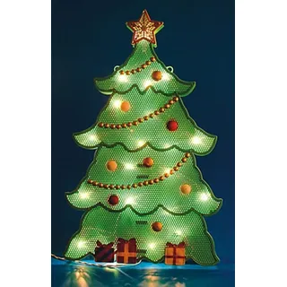 Fensterbild Weihnachtsbaum Fensterdeko beleuchtet Weihnachtsmann- Baum