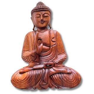 Asien LifeStyle Buddhafigur Holz Buddha Figur lehrende Geste 42cm groß braun