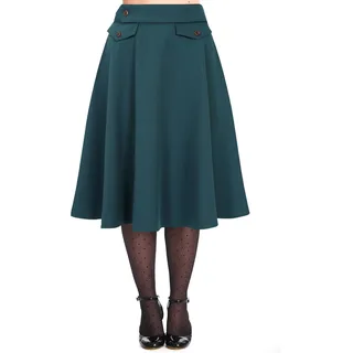 Banned Damen Tellerrock »Book Club« 50s Vintage Swing Skirt Teal - L