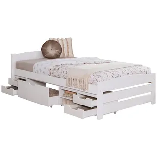 Ticaa Bettgestell Stauraumbett Seniorenbett „Loni“, Funktionsbett weiß