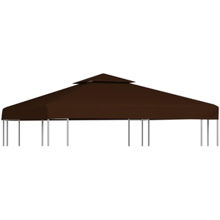 JUNZAI Pavillon-Dachplane mit Kaminabzug, Ersatzdach Pavillon, Dach Für Pavillon, Pavillondach, 310 g/m2 3x3 m Braun