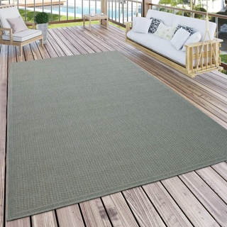 Paco Home Outdoor Teppich Für Terrasse Und Balkon Küchenteppich Einfarbig Modern Grün, Grösse:Ø 160 cm Rund