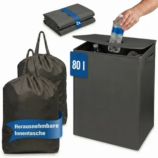 Lefeld Pfandflaschen Sammelbehälter 80 L dunkelgrau mit Deckel & stabilem Boden