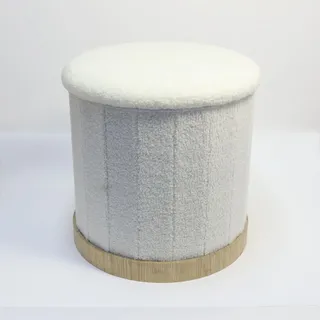 Sitzhocker mit Stauraum und Teddy-Bezug, ca. 42 x 42 x 43 cm – Weiß