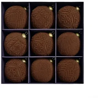CLTYQ Weihnachtsbaumkugel 9 stück kunstoff Velvet weihnachtskugeln samt 10 cm für Weihnachtsbaum (9 St), christbaumkugeln Kugeln mit Haken Weihnachten deko Tish braun