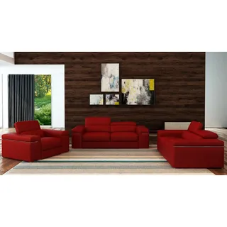 JVmoebel Polstergarnitur Rote Multifunktions-Couchgarnitur aus italienischem Leder, (Set, 3-tlg., 3+2+1 Set), Made in Europa rot