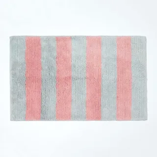 Homescapes Badteppich Gestreift Grau/Rosa 80 x 50 cm