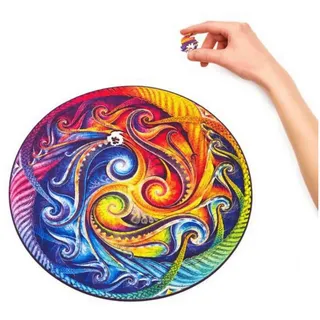 Unidragon Puzzle Mandala Spirale Inkarnation Holzpuzzle (2D), 350 Puzzleteile beige 33 cm x 33 cm