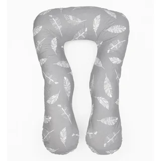 LOOLAY Kingsize Schwangerschaftskissen Seitenschläferkissen Stillkissen Typ U Typ A 330 cm XXXL Lagerungskissen Relaxkissen Ink.Bezug (Feder Grau)