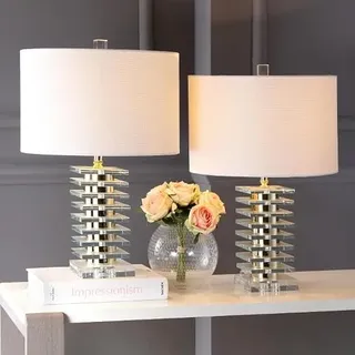 Safavieh Tischlampe (2er Set), im Gold/Weiß