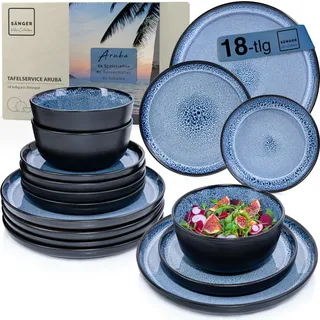 sänger Aruba Tafelservice 18-tlg. blau mit schwarzem Rand